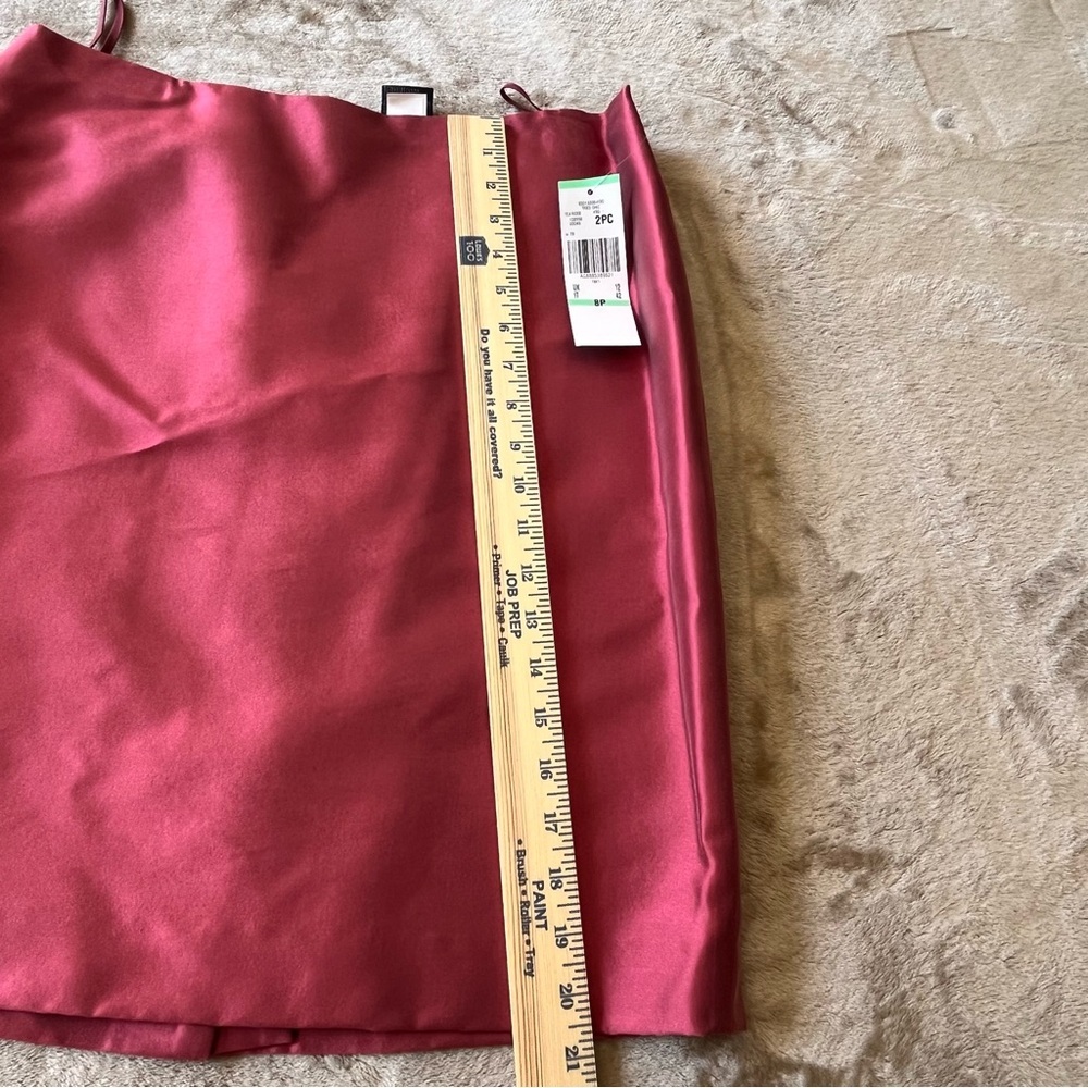 Anne Klein Suit Tea Rose Blazer Skirt Set Top Stitch Covered Buttons Size 8P - Picture 13 of 16